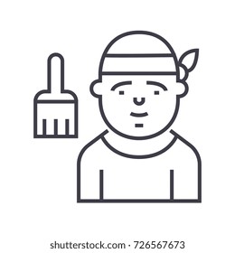 decorator vector line icon, sign, illustration on background, editable strokes