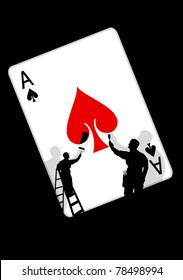 Decorators painting playing card