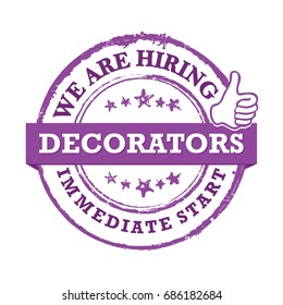 Decorators - We are hiring, immediate start - Job advertising / Job offer - Grunge label. Print colors used