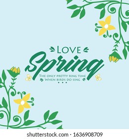 Decoratve of leaf and floral frame, for love spring greeting card template design. Vector