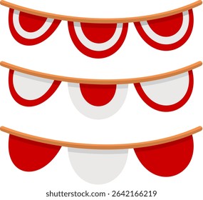Decoreation of Indonesia's National Flag with Bold Red and White Stripes Celebrating Independence Day.