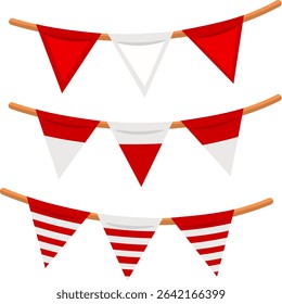 Decoreation of Indonesia's National Flag with Bold Red and White Stripes Celebrating Independence Day.