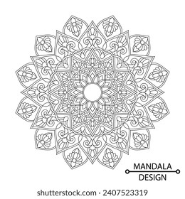 Decoretive Mandala of Coloring Book Page for Adults and Children. Easy Mandala Coloring Book Pages for Adults to Relax, Experiences Give Relief. Resizeable Vector File