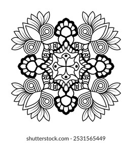 Padrões florais decotativos mandala página do livro de colorir. Fácil Mandala colorir páginas do livro para adultos para relaxar, experiências dar alívio. Arquivo de vetor redimensionável