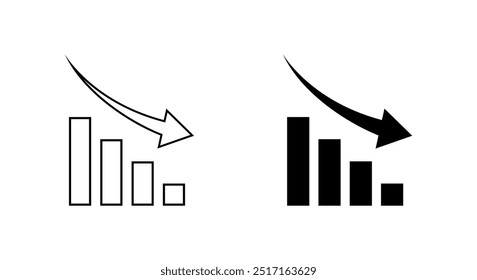 Decrease bar chart icon in generic style. Market crash concept