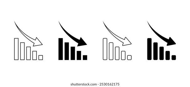 Decrease bar chart icon in generic style. Statistic sign symbol