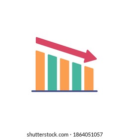 decrease chart icon vector flat style design. isolated on white background