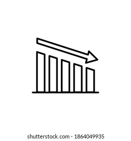 decrease chart icon vector outline design. isolated on white background