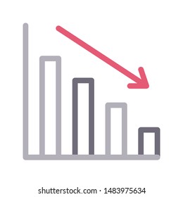 decrease colour line vector icon