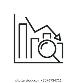 Decrease data report thin line icons