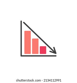 Decrease diagram vector icon. filled flat sign for mobile concept and web design. Falling graph glyph icon. Symbol, logo illustration. Vector graphics