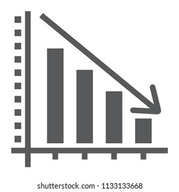 Decrease glyph icon, reduction and analytics, chart sign, vector graphics, a solid pattern on a white background, eps 10.