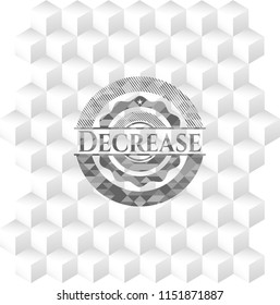 Decrease grey emblem with cube white background