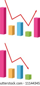 Decrease and Growing graph Icon. Chart with bars declining vector icon. Finance graph symbol.