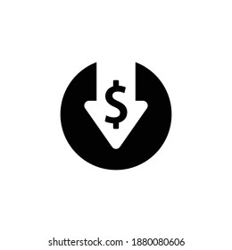decrease icon, cost reduction icon vector symbol