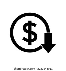 decrease icon, cost reduction icon vector symbol