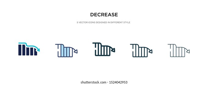 decrease icon in different style vector illustration. two colored and black decrease vector icons designed in filled, outline, line and stroke style can be used for web, mobile, ui