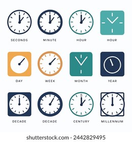 Decrease icon or logo isolated sign symbol vector illustration, Clock Icons Set on White Background.