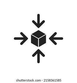 Decrease icon. Сonstriction vector symbol. Simple black diminution icon. EPS10