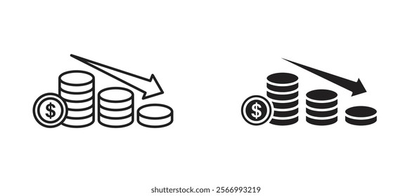 Decrease icons in outline and fill. vector illustration for ui.