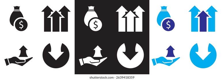 Decrease and Increase icon . Profit, stock market, growth, fall, arrow up, down etc. Vector for websites, mobile interfaces,  banner etc. EPS 10