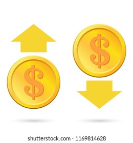 Decrease, increase in value. Vector illustration