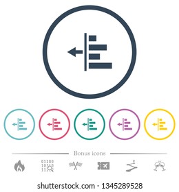 Decrease left indentation of content flat color icons in round outlines. 6 bonus icons included.