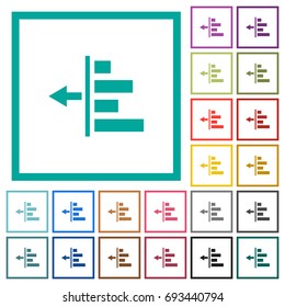 Decrease left indentation of content flat color icons with quadrant frames on white background