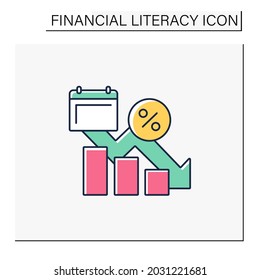 Decrease in liabilities fla icon. Funding use. Cash outflow. Financial literacy concept. 3d vector illustration