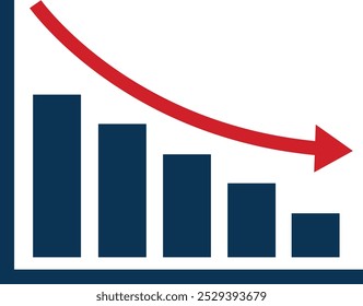 Decrease Line icon. Editable Stroke, Contains such as Arrow, Chart, Diagram, Finance, Direction, Graph, down, Interest Rate, Investment, Performance, Stock Market, Data vector isolated on transparent.