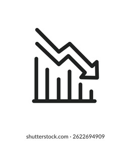Decrease line icon. Decrease line icon vector illustration isolated on white background. Increase decrease graphic element vector icon i.e. arrow, graph, chart and diagram.