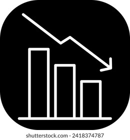 Decrease performance business icon with black filled line outline style. decrease, arrow, down, business, symbol, price, financial. Vector Illustration
