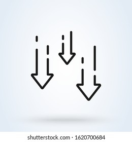 decrease reduce arrow line icon. vector Simple modern design illustration.