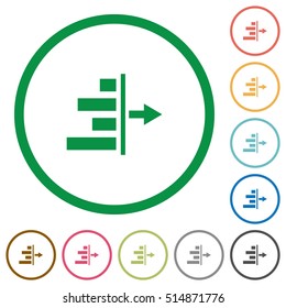 Decrease right indent flat color icons in round outlines