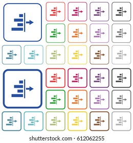 Decrease right indentation of content color flat icons in rounded square frames. Thin and thick versions included.