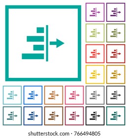 Decrease right indentation of content flat color icons with quadrant frames on white background