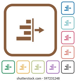 Decrease right indentation of content simple icons in color rounded square frames on white background