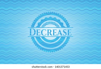 Decrease sky blue water wave style badge. Vector Illustration. Detailed.