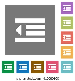 Decrease text indentation flat icons on simple color square backgrounds