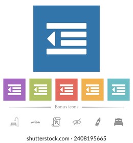 Decrease text indentation flat white icons in square backgrounds. 6 bonus icons included.