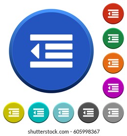 Decrease text indentation round color beveled buttons with smooth surfaces and flat white icons