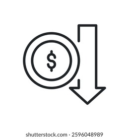 Decrease thin line icons. Perfect pixel on transparent background
