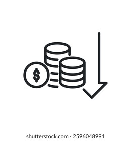 Decrease thin line icons. Perfect pixel on transparent background