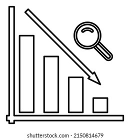 Decrease in traffic keyword search data icon in trendy outline style design. Vector illustration isolated on white background.
