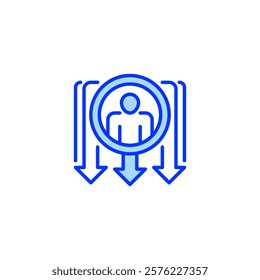 Decrease in Users line icon. Universal creative premium symbol. Vector sign icon logo template. Vector illustration