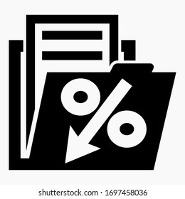 Decrease in the value of securities. Drop in stock prices. The fall of corporate bonds. Decrease in income. Discount on insurance. Vector icon.