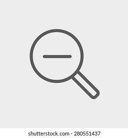 Decrease the volume icon thin line for web and mobile, modern minimalistic flat design. Vector dark grey icon on light grey background.