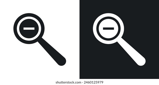 Decrease Zoom Icon Set. Vector symbol for reducing magnification with a minus sign.