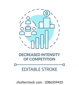 Decreased intensity of competition blue concept icon. External business growth abstract idea thin line illustration. Less competition, rivalry. Vector isolated outline color drawing. Editable stroke