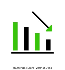 Decreasing Bar Chart with Downward Pointing Arrow